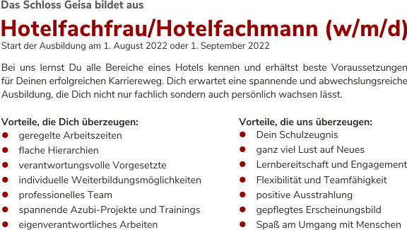 Ausbildung Hotelfachfrau/Hotelfachmann