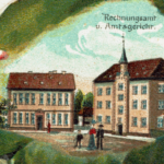 Schloss Geisa - Ausschnitt einer alten Postkarte mit der Avbildung von Jagdschloss und Fürstlichem Schloss als ehemaliges Rechnungsamt und Amtsgericht